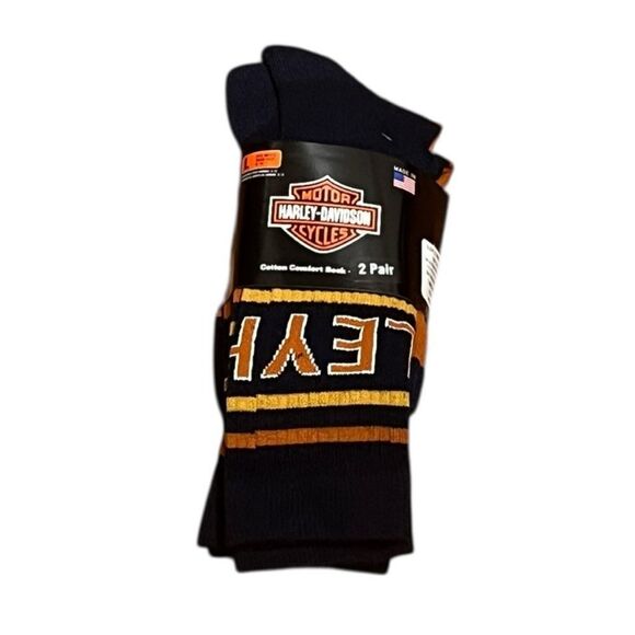 Harley-Davidson Men's Navy and Orange Retro Style Striped Socks, Size L, NWT - Picture 2 of 7